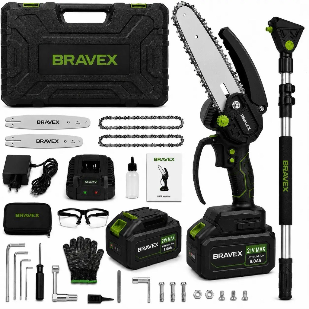 Bravex™ Mini drujbă 3 în 1 — kit complet cu baterii, tijă telescopică și accesorii